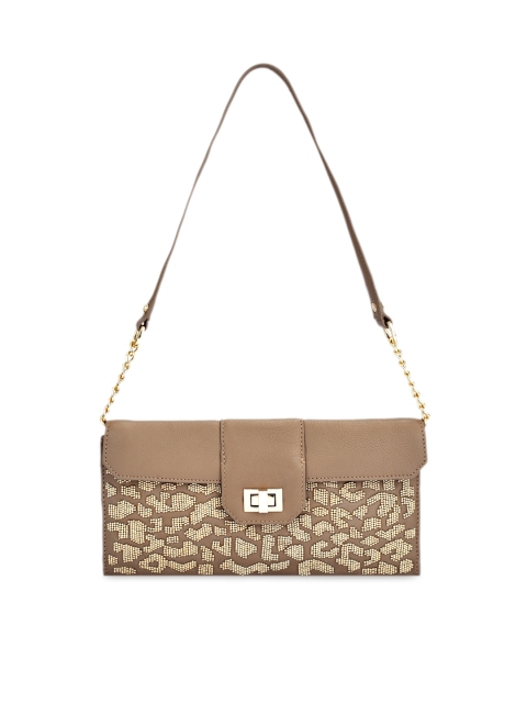 

Eske Beige Embellished Leather Shoulder Bag
