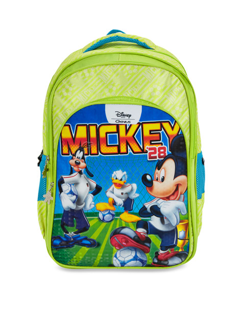 

Genius Kids Green Mickey Mouse Print 18 inches Large Backpack