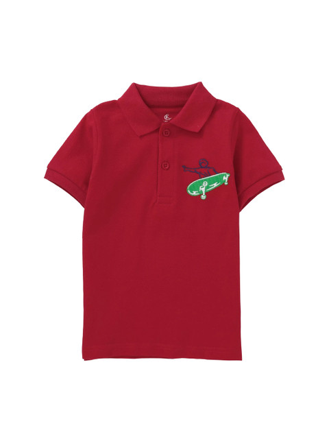 

KiddoPanti Boys Red Solid Polo Collar T-shirt