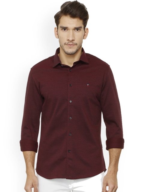 

Louis Philippe Men Maroon Slim Fit Self Design Casual Shirt