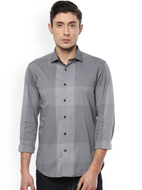 

Louis Philippe Men Grey & Black Slim Fit Checked Casual Shirt