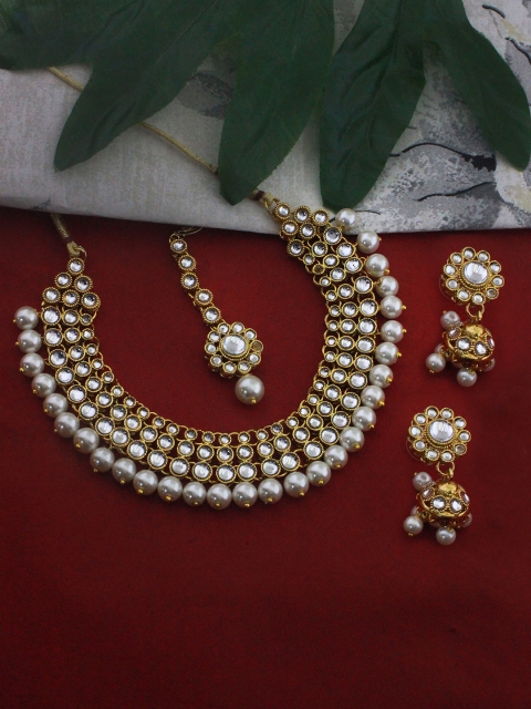

Sia Art Jewellery Women Gold-Plated & White Handcrafted Jewellery Set