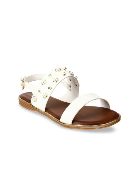

Aber & Q Women White Solid Synthetic Patent Open Toe Flats