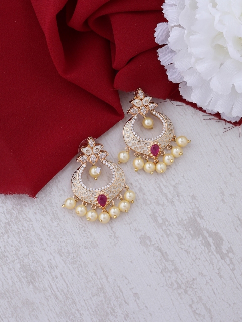 

Tistabene Gold-Plated Red Contemporary Drop Earrings