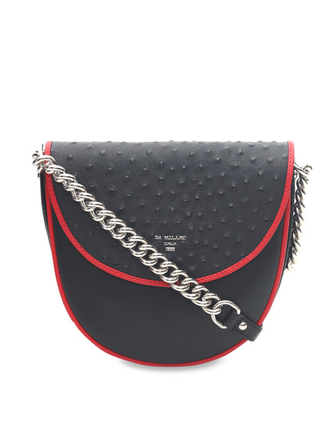 

Da Milano Black Textured Leather Sling Bag