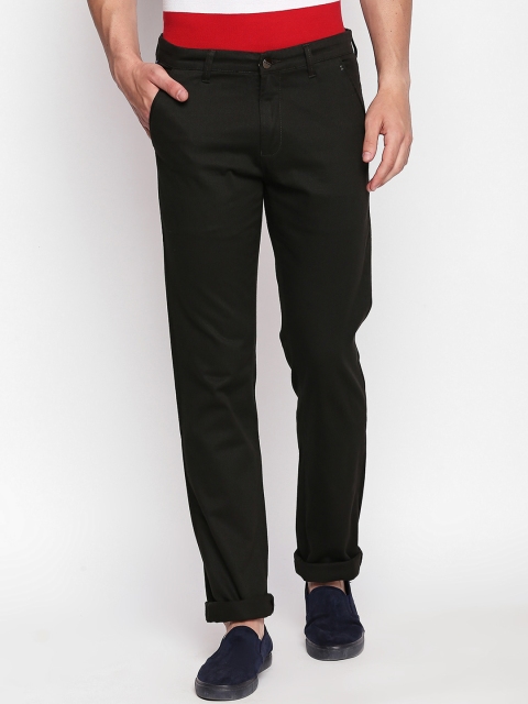 beevee Men Olive Green Regular Fit Solid Chinos