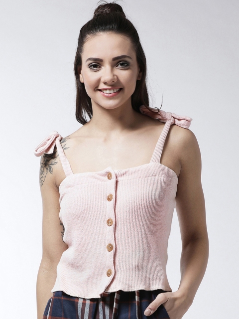 

MAGRE Women Peach-Coloured Solid Shirt Style Top