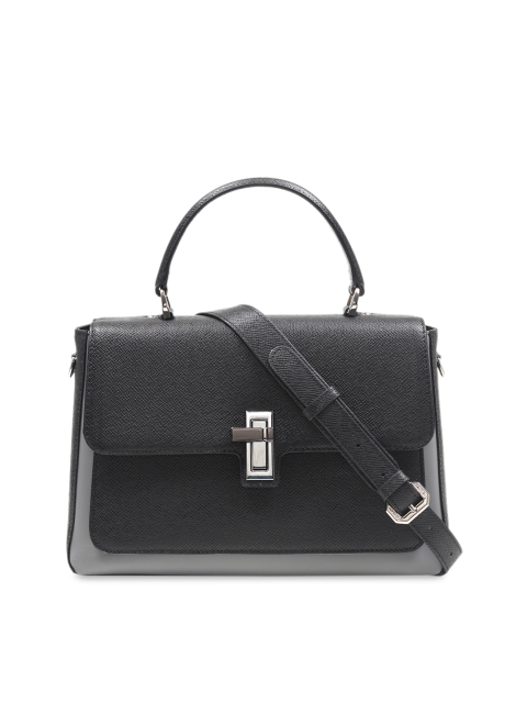 

Da Milano Black Solid Leather Handheld Bag