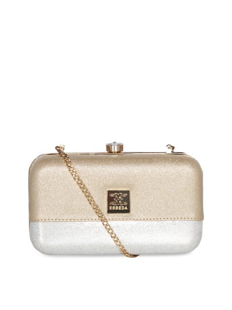 

ESBEDA Women Gold-Toned & Silver-Toned Colourblocked Clutch