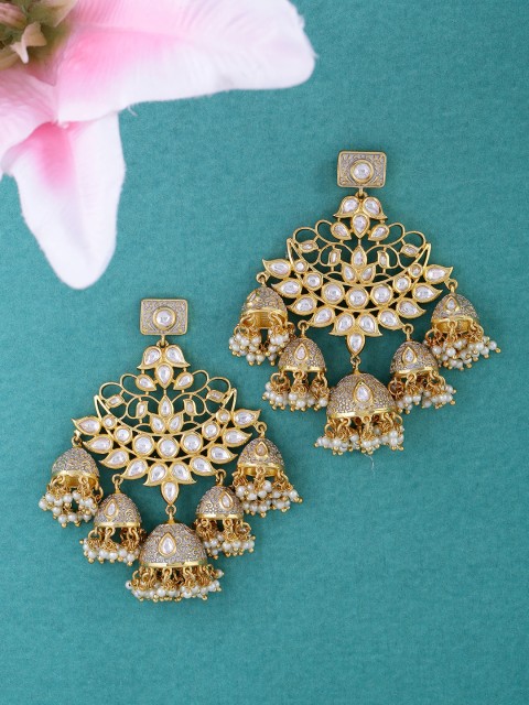 

Tistabene Gold-Plated & Off-White Contemporary Jhumkas