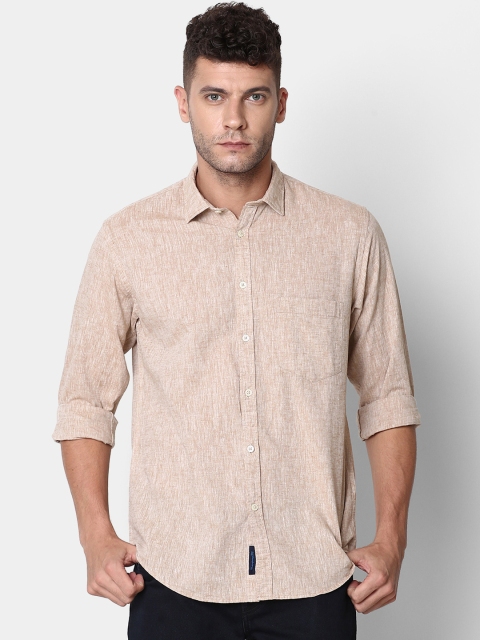 

CAVALLO by Linen Club Men Brown Regular Fit Solid Casual Shirt