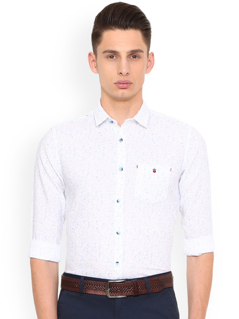 

Louis Philippe Men White Slim Fit Printed Casual Shirt