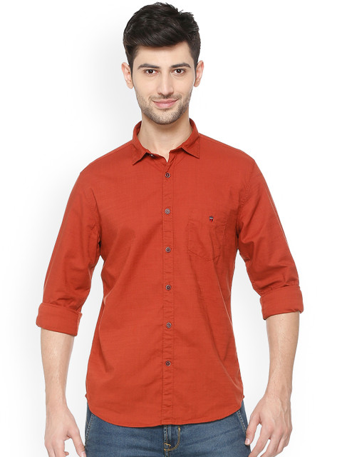 

Louis Philippe Men Red Slim Fit Self Design Casual Shirt