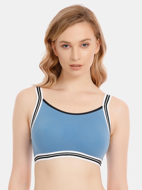 

Zivame Blue Solid Non-Wired Non Padded Bralette Bra ZI1734FASHABLUE
