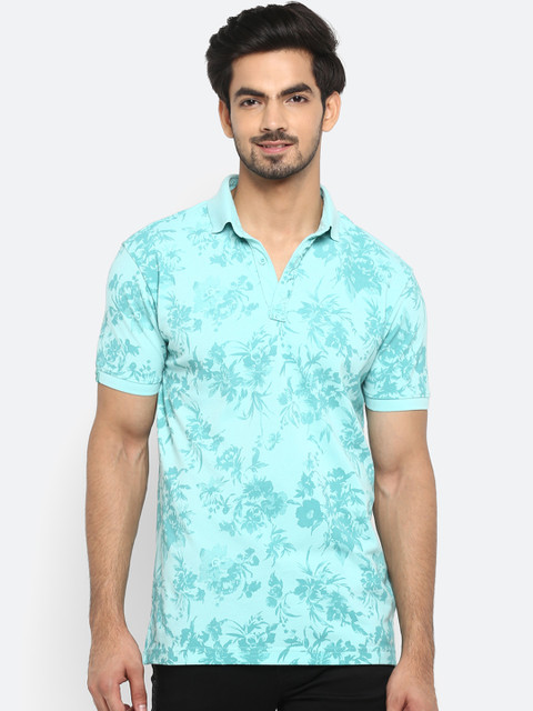 

Mufti Men Lime Green Printed Polo Collar Slim Fit Pure Cotton T-shirt