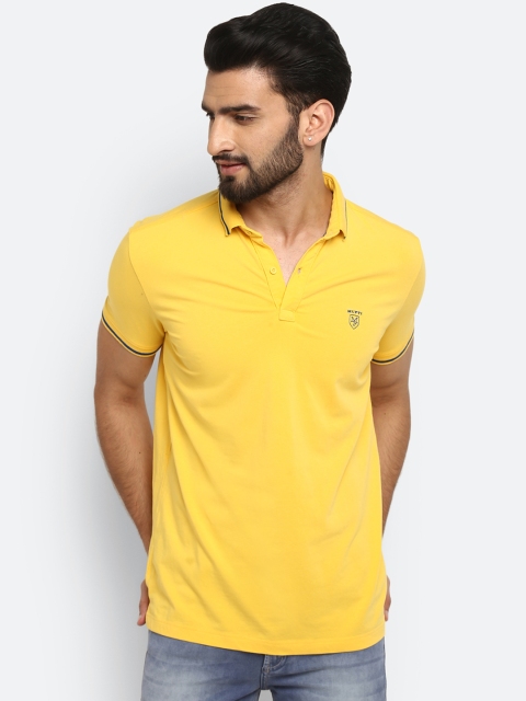 

Mufti Men Yellow Solid Polo Collar T-shirt