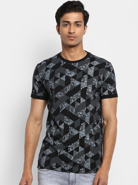

Mufti Men Black Printed Round Neck T-shirt