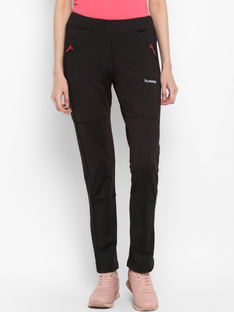 

Hummel Women Black Solid Straight-Fit Trackpants