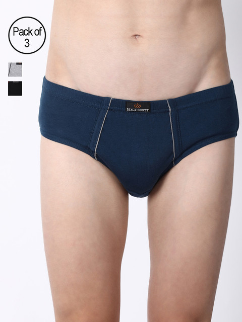 

DIXCY SCOTT Men Pack Of 3 Solid Briefs K1-PR64266, Navy blue