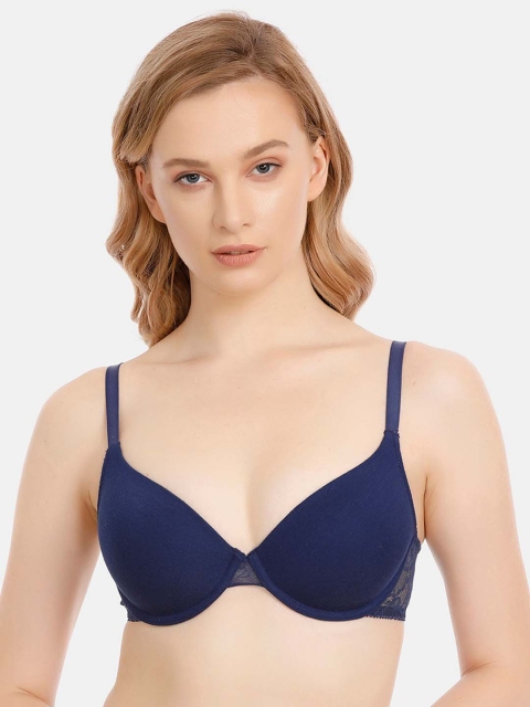 

Zivame Navy Blue Solid Underwired Lightly Padded T-shirt Bra ZI1868FASHA