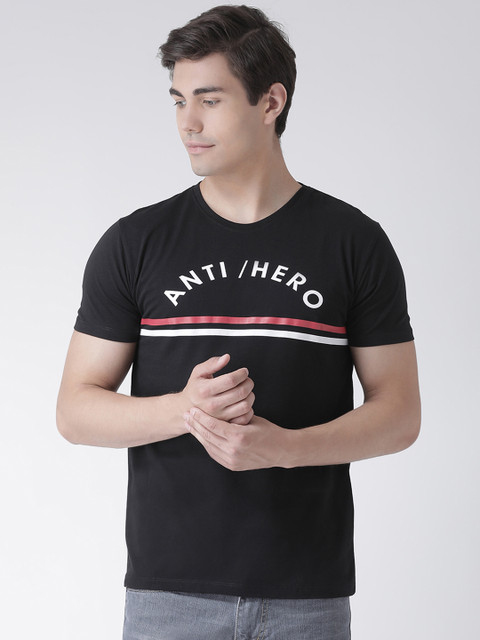 

Club York Men Black Printed Round Neck T-shirt