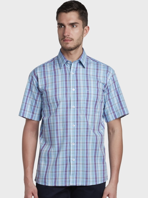 

ColorPlus Men Blue Regular Fit Checked Casual Shirt