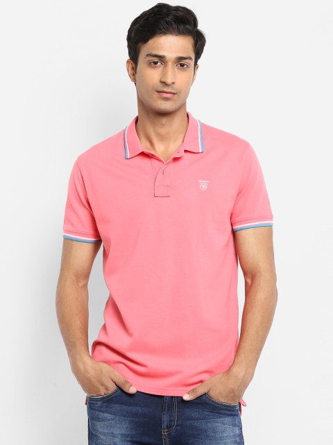 

Mufti Men Pink Solid Polo Collar Slim Fit T-shirt