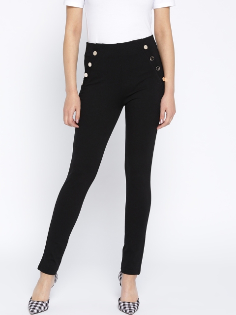 

Purple Feather Black Stretchable Skinny Fit jeggings