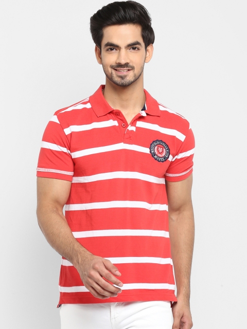 

Mufti Men Red & White Striped Polo Collar Slim Fit T-shirt