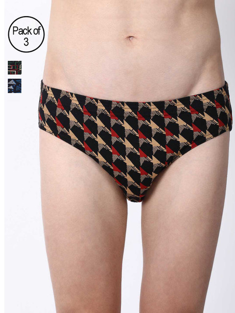 

DIXCY SCOTT Men Pack Of 3 Assorted Printed Briefs K1-PR64396, Multi