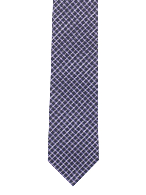 

The Tie Hub Navy Blue & Purple Checked Silk Broad Tie