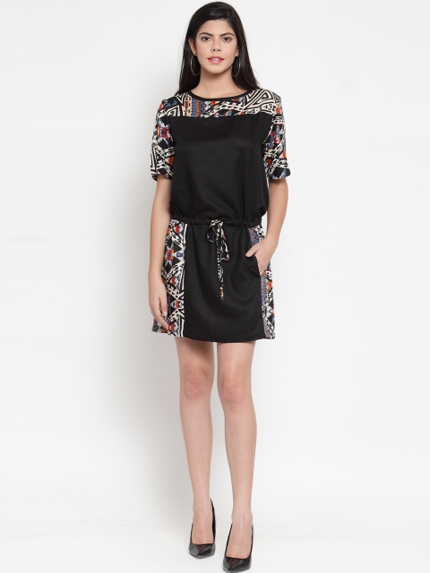 

Just Wow Women Black Printed Blouson Dress