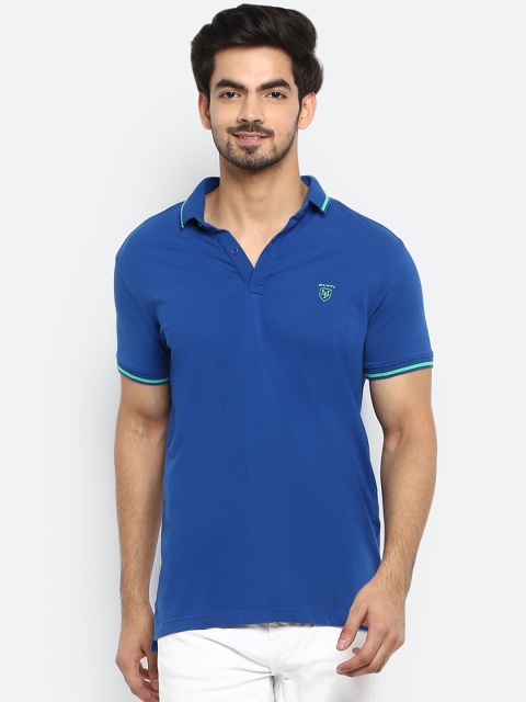 

Mufti Men Blue Solid Polo Collar Slim Fit T-shirt