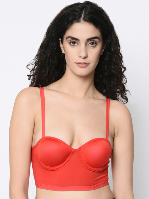 

Da Intimo Red Solid Underwired Lightly Padded Bralette Bra DI-636-N