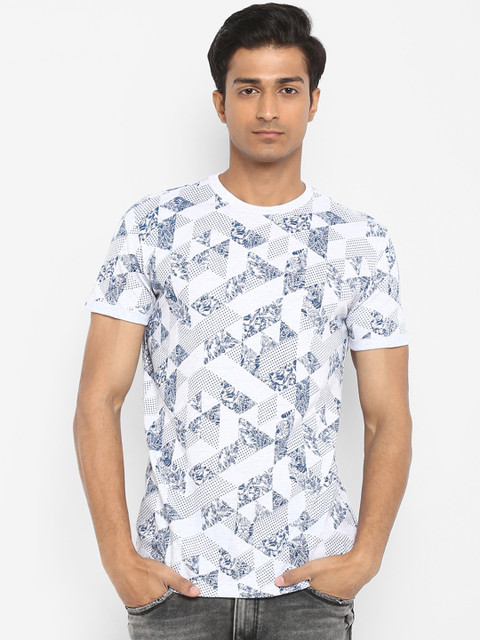 

Mufti Men White Printed Round Neck Pure Cotton T-shirt