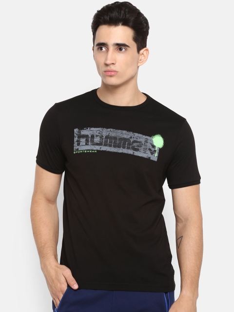 

hummel Men Black Printed Round Neck T-shirt