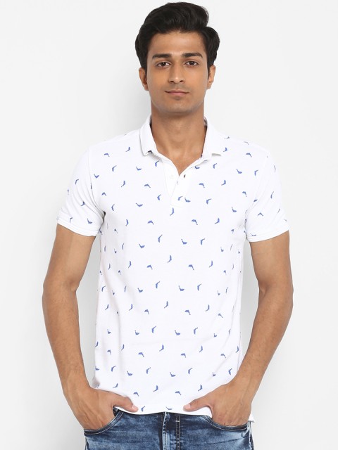 

Mufti Men White Printed Polo Collar T-shirt