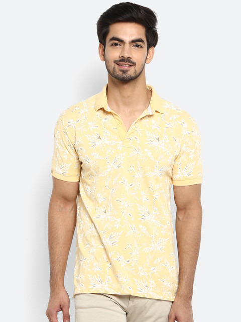 

Mufti Men Yellow Printed Polo Collar Pure Cotton T-shirt
