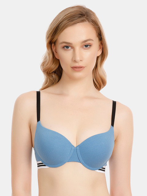 

Zivame Blue Solid Underwired Lightly Padded Push-Up Bra ZI1730FASHABLUE