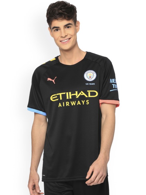 

Puma Men Black Solid Round Neck Manchester City FC Men's Away Replica T-shirt