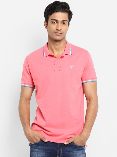 

Mufti Men Pink Solid Polo Collar Slim FitT-shirt