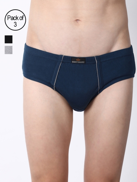 

DIXCY SCOTT Men Pack Of 3 Solid Briefs K1-PR64266, Navy blue