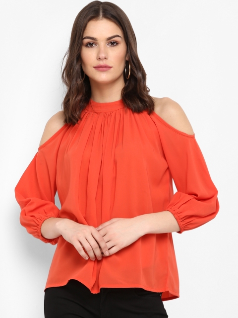 

MIAMINX Women Rust Brown Solid A-Line Top