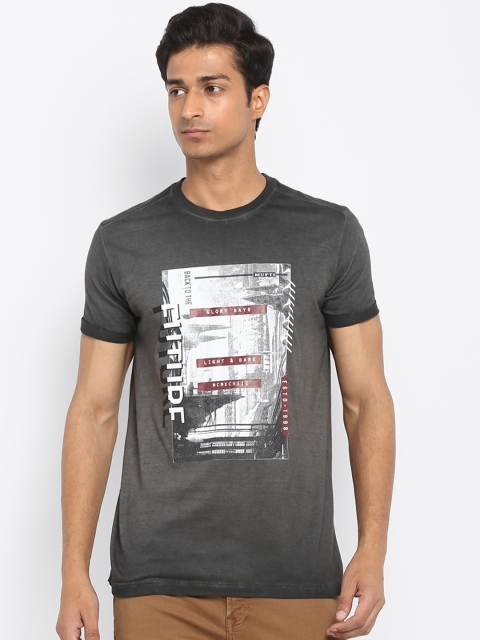 

Mufti Men Grey Printed Round Neck Pure Cotton T-shirt