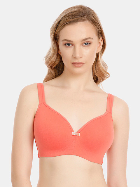 

Zivame Peach-Coloured Solid Non-Wired Lightly Padded T-shirt Bra ZI1791FASHCORNG
