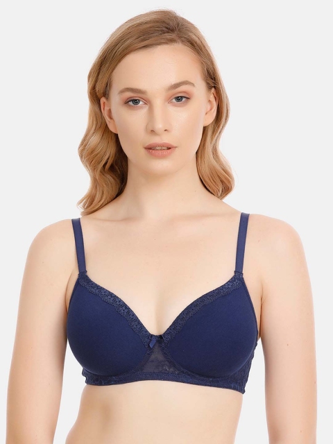 

Zivame Navy Blue Solid Non-Wired Lightly Padded Everyday Bra ZI1867FASHA