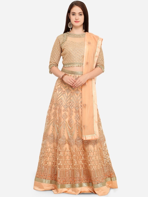 

Stylee LIFESTYLE Peach-Coloured Semi-Stitched Lehenga & Blouse with Dupatta