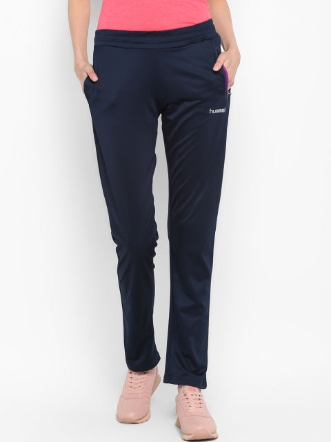 

Hummel Women Navy Blue Solid Straight-Fit Trackpants