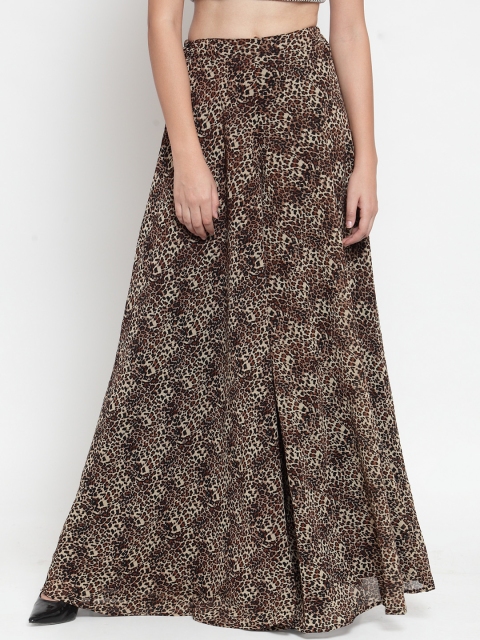 

Just Wow Women Brown & Black Printed Flared Palazzos