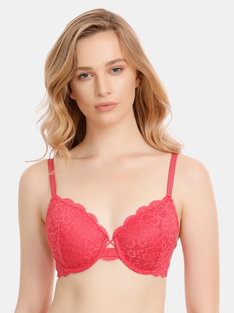 

Zivame Pink Lace Underwired Lightly Padded Everyday Bra ZI1794FASHA